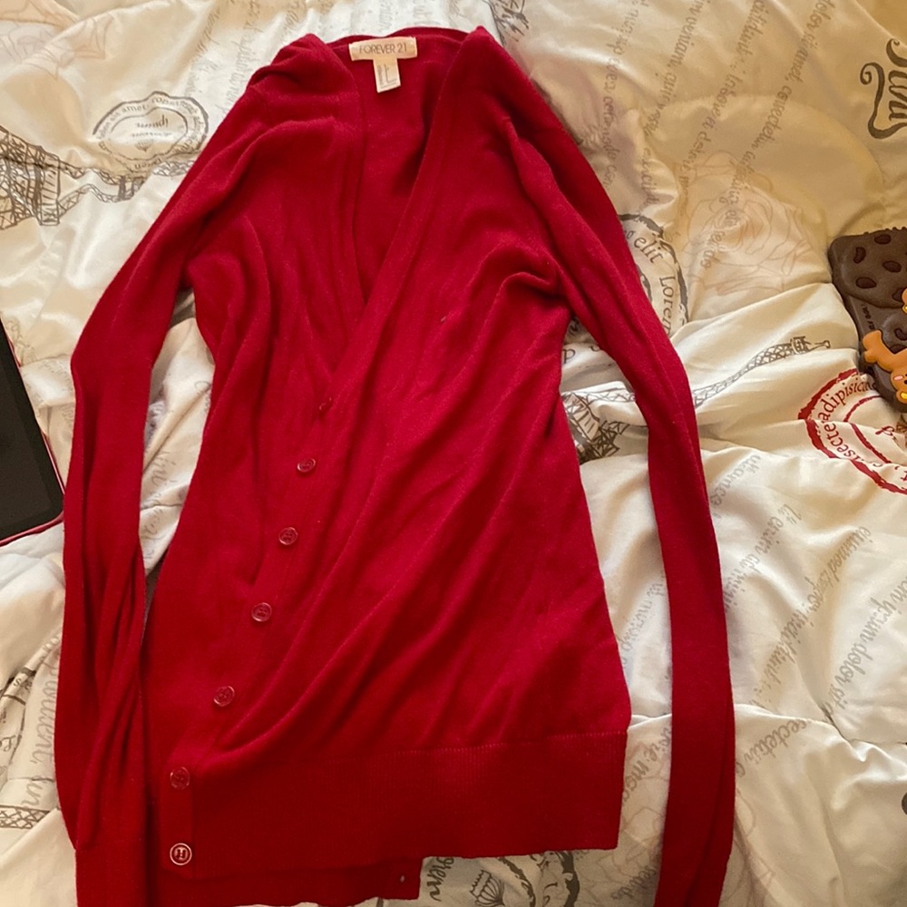 Red Snug Fit Cardigan